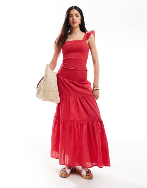 Conjunto rosa intenso con cintura fruncida de South Beach