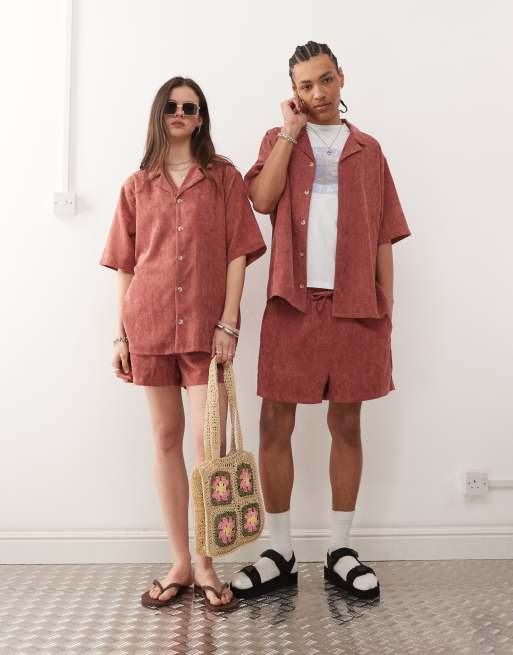 Conjunto rosa unisex de pana de Reclaimed Vintage