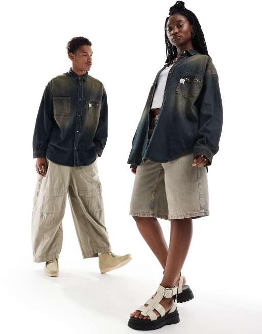 Conjunto vaquero con lavado estilo grunge de camisa y vaqueros holgados de Reclaimed Vintage