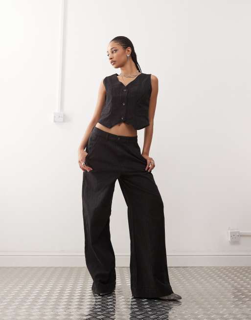 Conjunto vaquero de sastre negro con raya diplomática de Noisy May