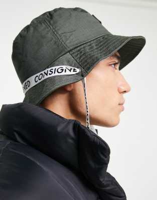 Consigned – Anglerhut in Khaki mit Logo-Zierstreifen
