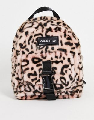 Consigned Animal Print Faux Fur Backpack In Pink | ModeSens
