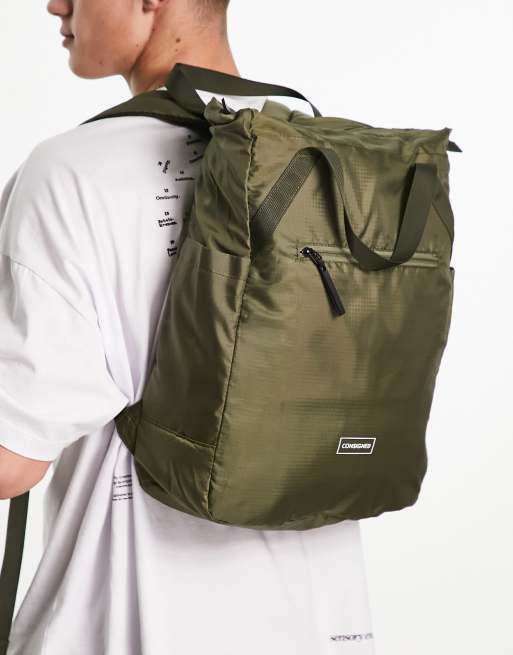 Consigned backpack tote bag in khaki, 2 of 4