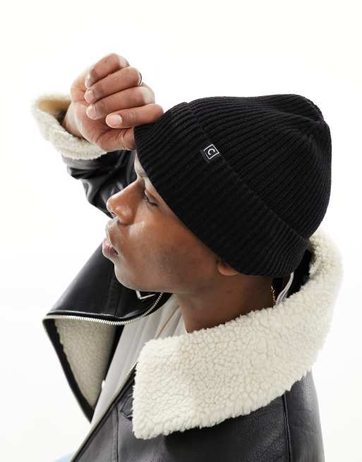 Consigned - Beanie met mini logo in zwart