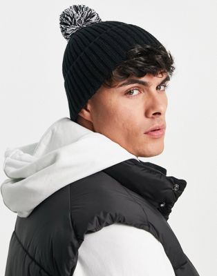 Consigned bobble beanie in black - Click1Get2 Price Drop
