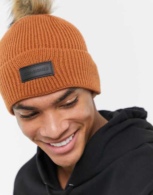 Tan bobble hot sale hat