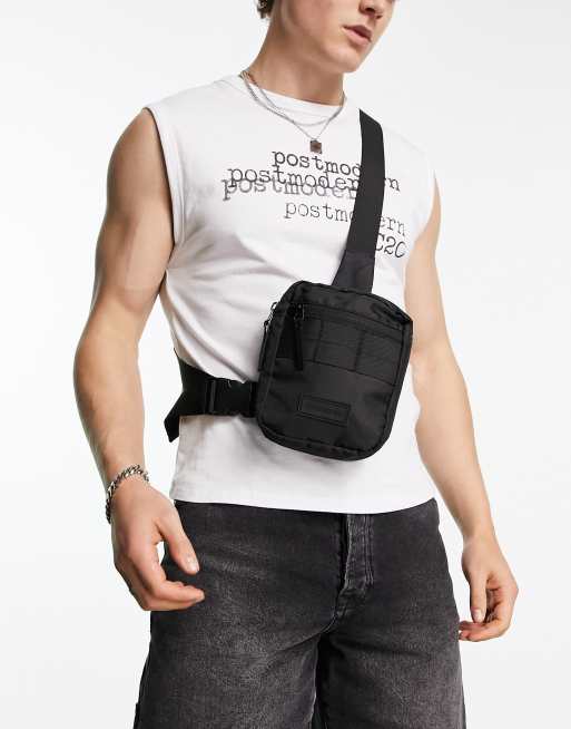 Consigned - Borsa a tracolla nera con doppie cinghie