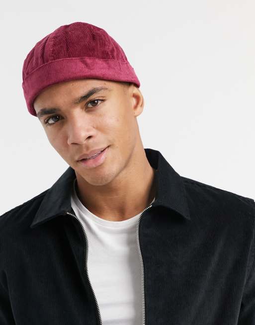 Consigned cord hat in burgundy | ASOS