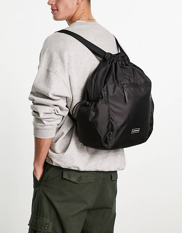 Consigned - draw string backpack in black