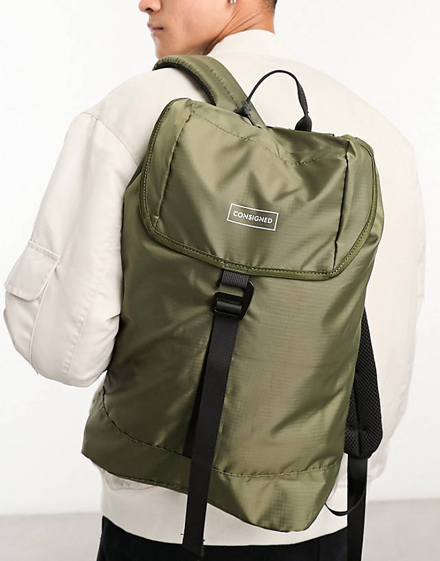 Consigned - flap over backpack in khaki