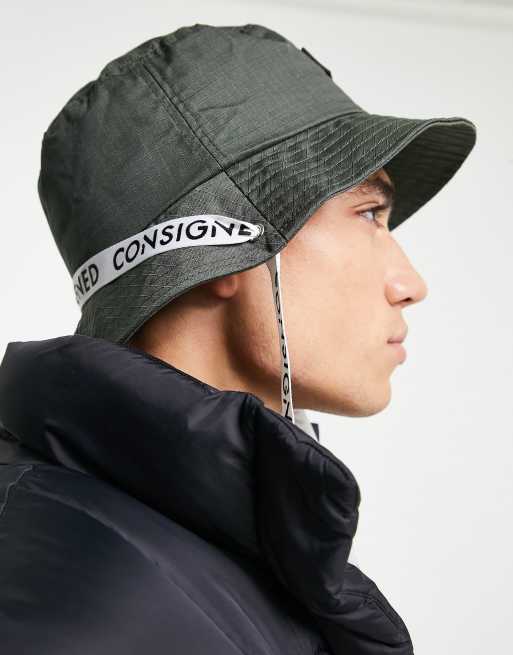 Consigned – Kapelusz typu bucket w kolorze khaki z taśmą z logo