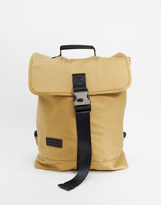 Consigned Large Clip Front Pocket Satin Backpack