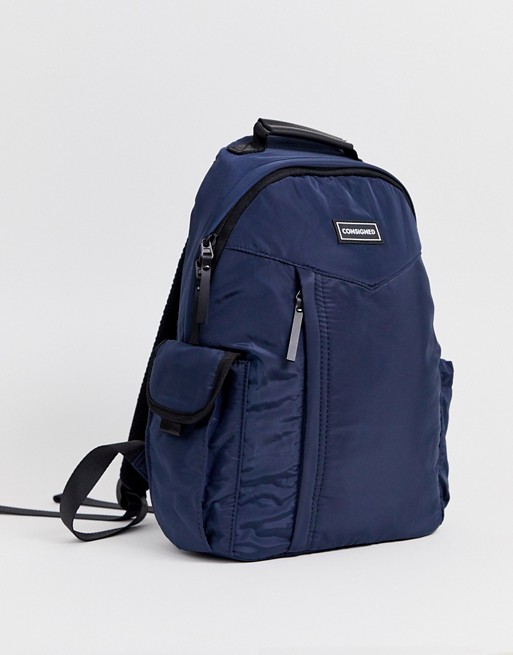 Consigned light weight nylon backpack in navy