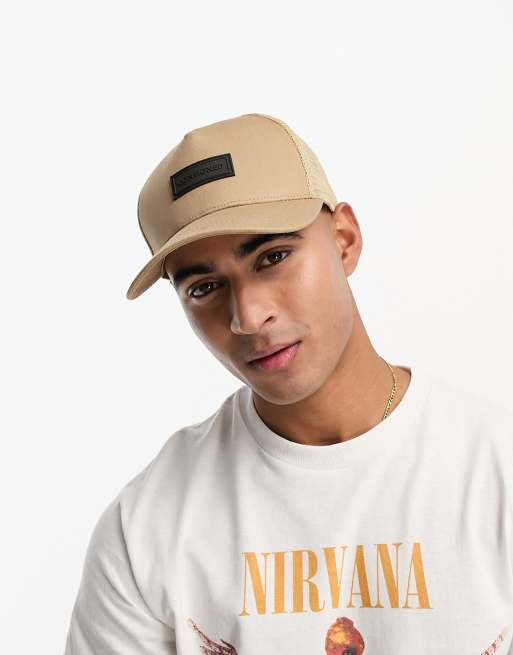 Consigned mesh trucker cap in tan