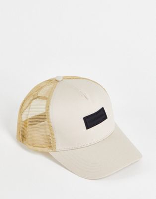 Consigned mesh trucker hat in sand
