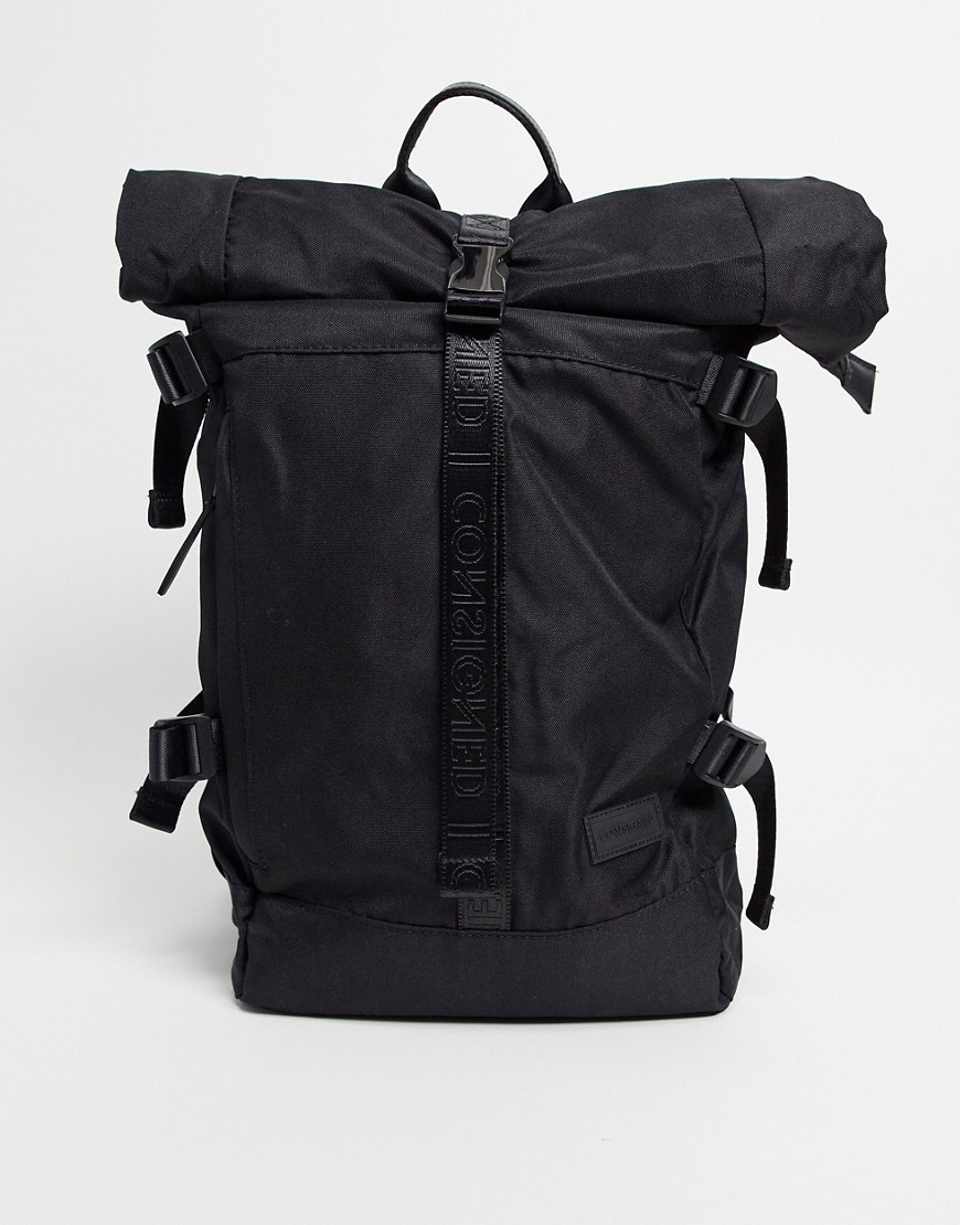 Consigned multi buckle backpack-Black