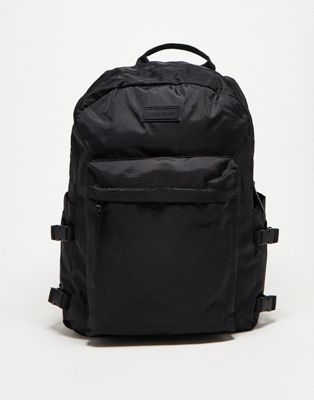 Consigned nylon clip side backpack in black