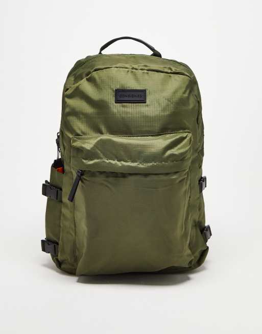 Consigned nylon clip side backpack in khaki | ASOS