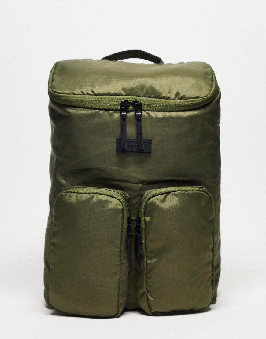 Consigned nylon two pocket backpack in khaki-Green