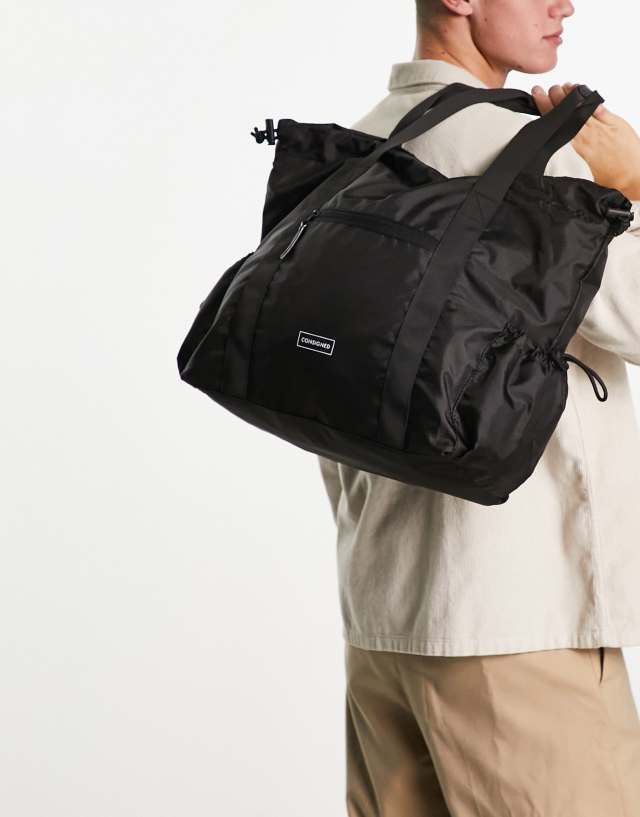 Consigned ripstop tote bag in black