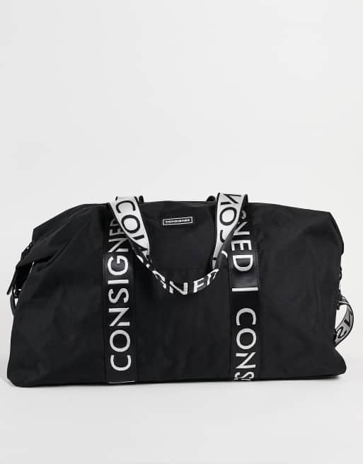 Consigned taped logo holdall in black | ASOS