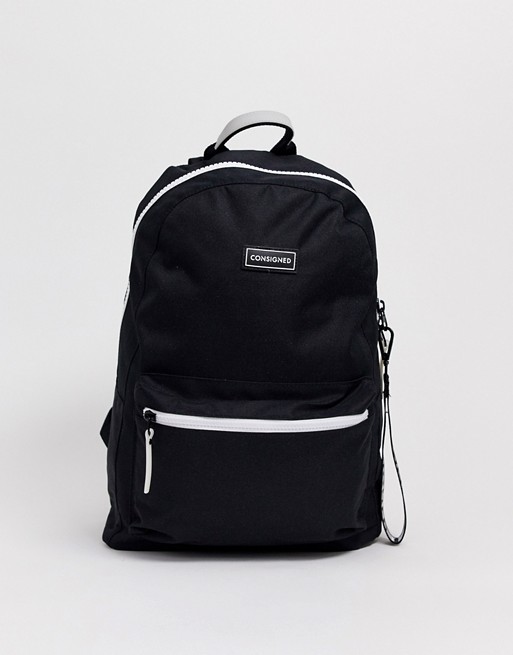 Consigned tapped backpack in black