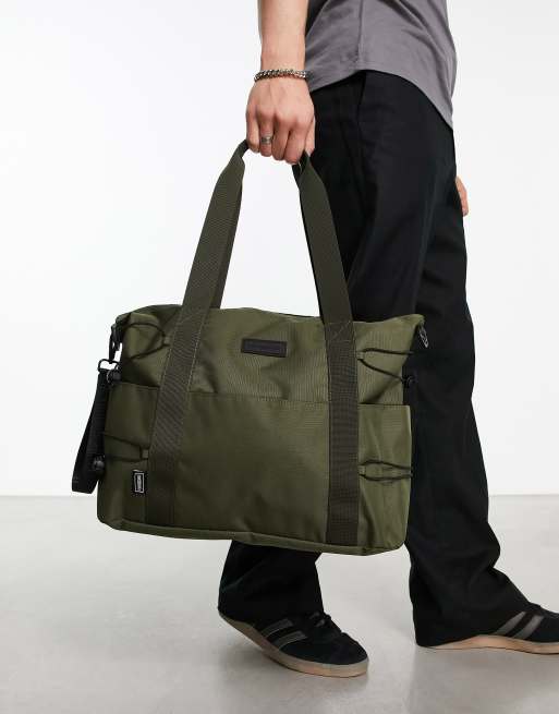 Consigned – Torba typu tote w kolorze khaki z elastycznymi paskami