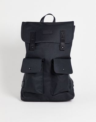 Consigned twin pocket backpack in black