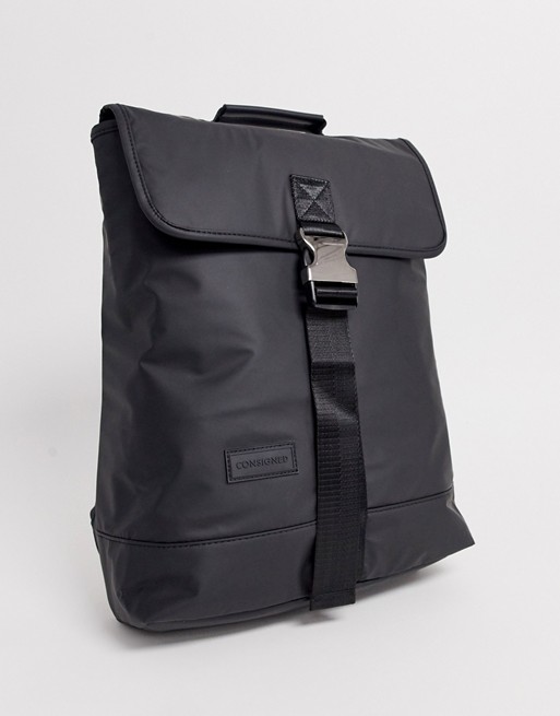 Consigned waterproof nylon backpack in black