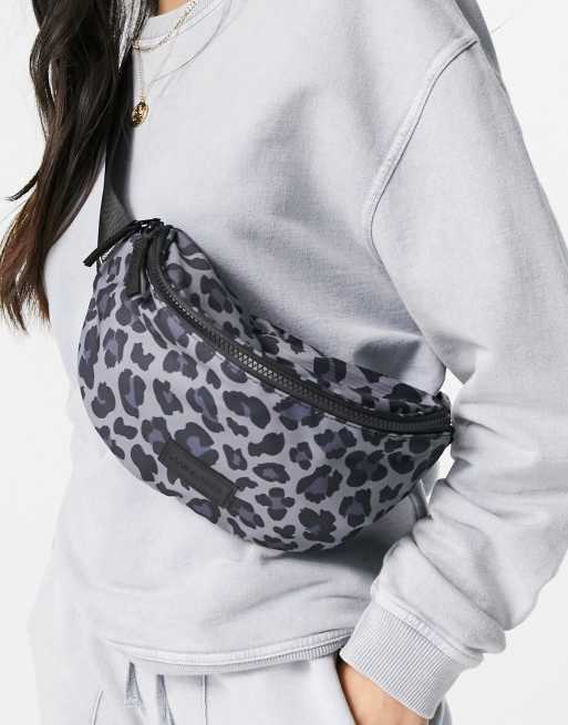 Consigned zip top bum bag in animal print