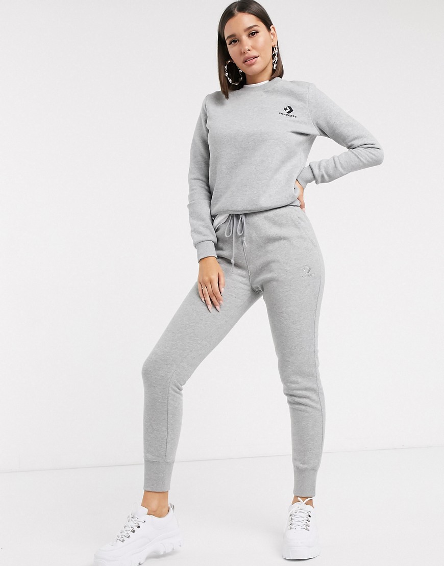 Converse Convere High Waisted Slim Fit Gray Sweatpants