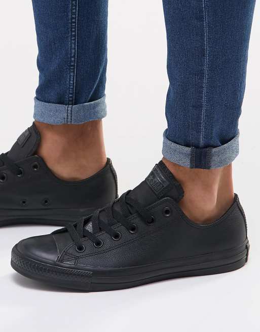 Converse cuir hot sale noir basse