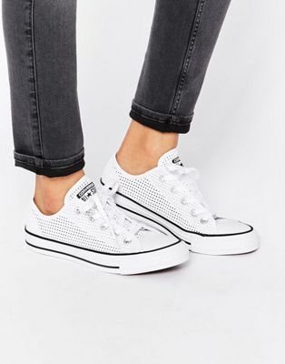 Converse All Star Chuck Taylor Perforated Canvas Ox White Plimsoll Trainers  | ASOS