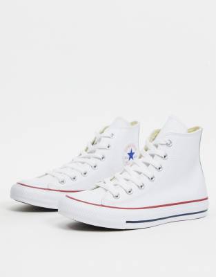 converse alte di pelle bianche