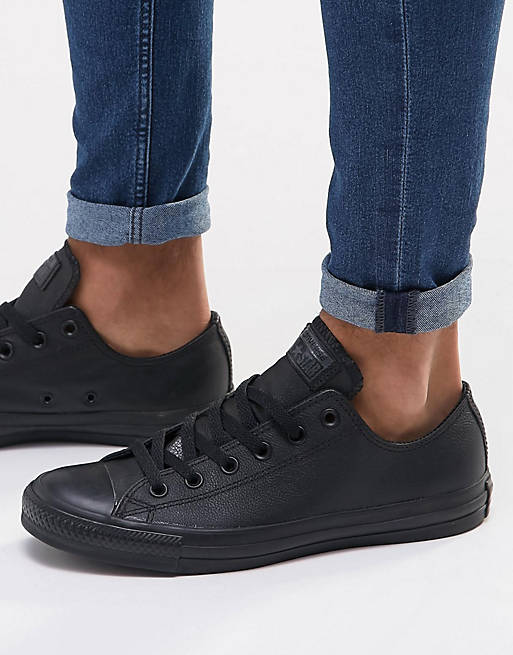 Converse All Star Leather low Ox sneakers in black | ASOS