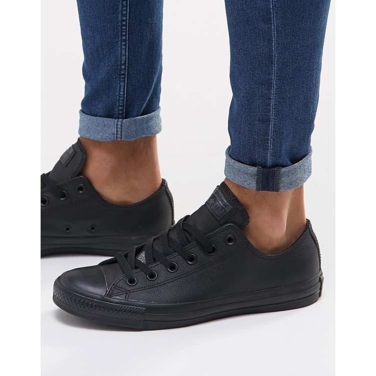 Converse All Star Leather low Ox trainers in black ASOS