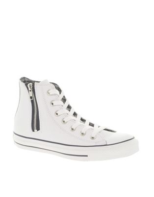 Converse All Star Leather Side Zip White High Top Sneakers | ASOS