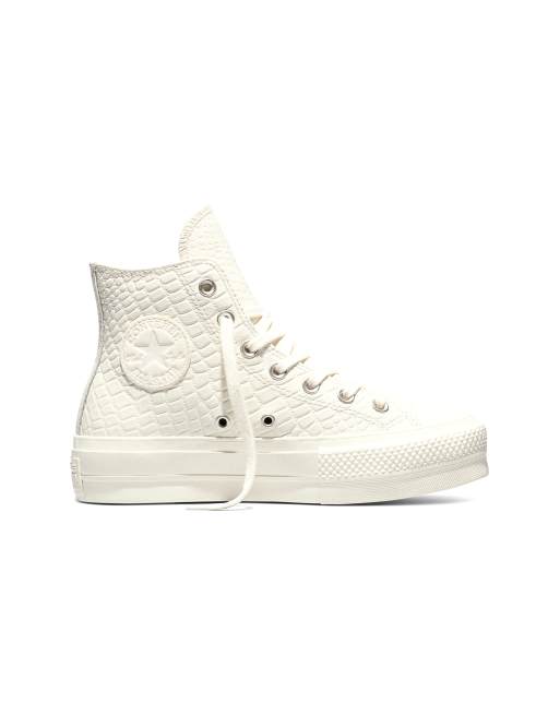 Converse - All Star Lift - Baskets à plateforme effet peau de crocodile - Aigrette/aigrette/blanc vintage