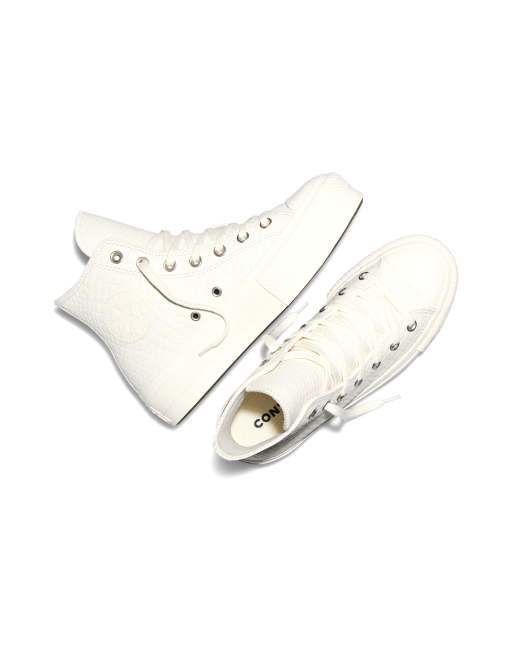 Converse – All Star Lift – Plateau-Sneaker in Kroko-Optik in Egret / Egret / Vintage White, 3 von 4