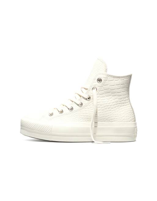 Converse – All Star Lift – Plateau-Sneaker in Kroko-Optik in Egret / Egret / Vintage White, 4 von 4