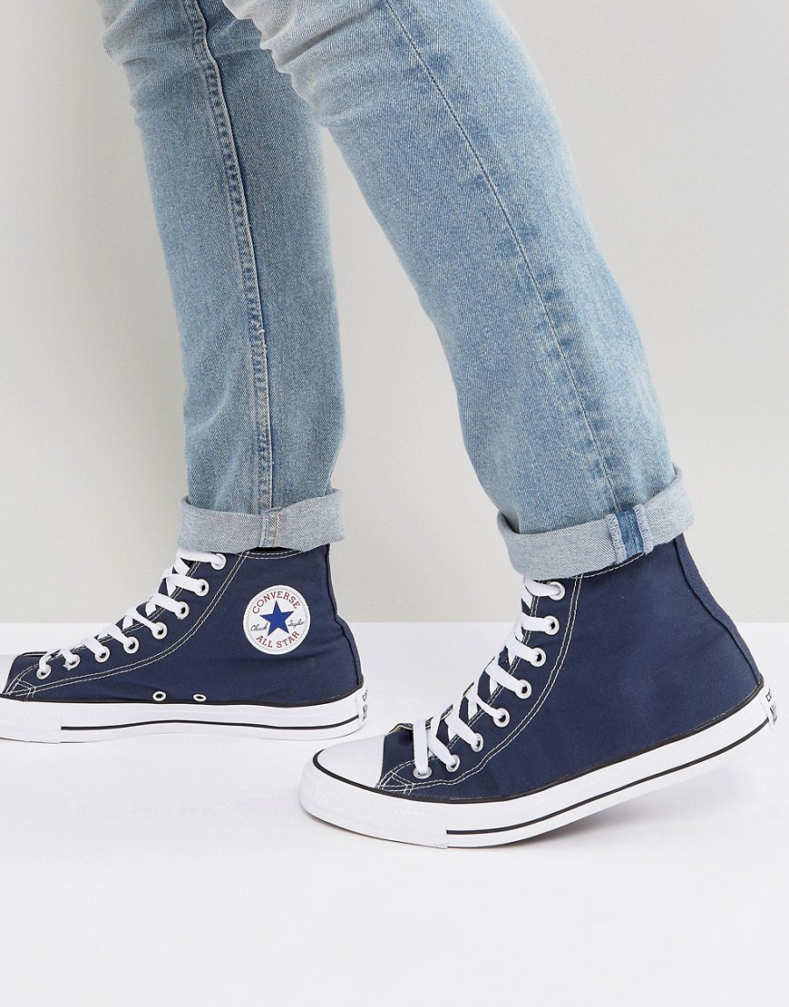 Converse – All Star – Marinblå sneakers med hög sula m9622c
