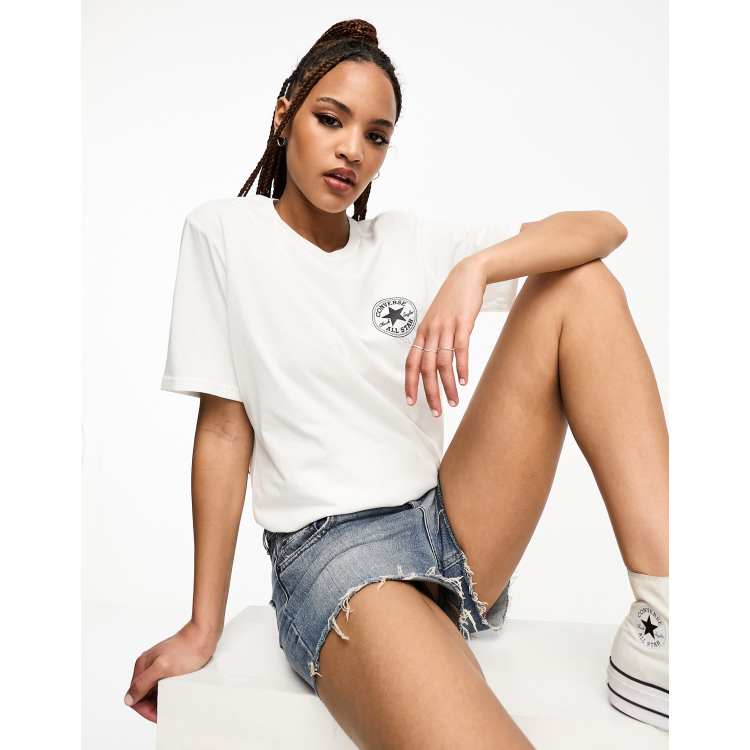 Converse All Star patch logo T-shirt in white | ASOS