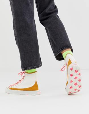 Converse all star sasha hi white and mustard trainers | ASOS