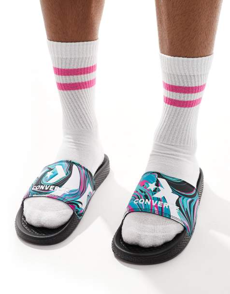 Converse - All Star - Slippers met marmerprint in zwart - view 1