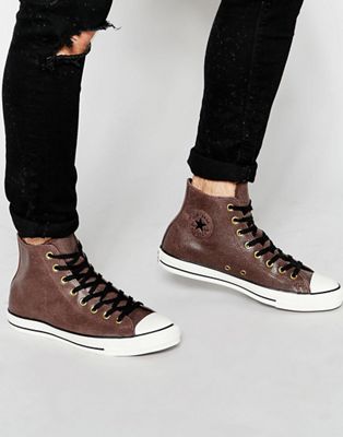 converse all star vintage leather trainers