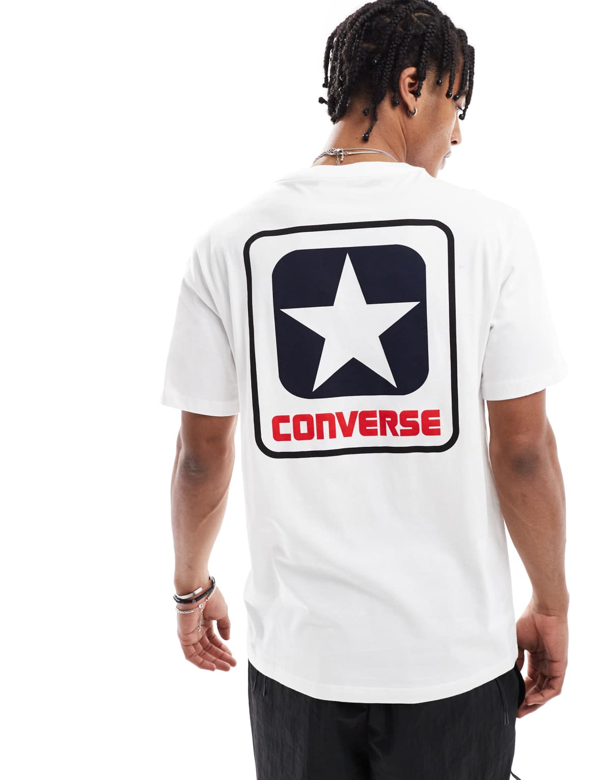 Converse back print t-shirt in white