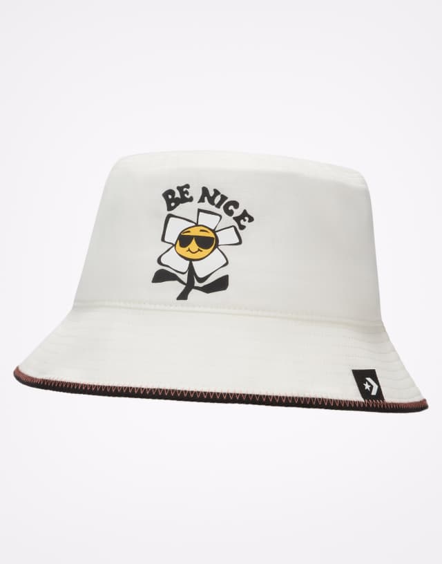 Converse Be Nice graphic bucket hat in off white