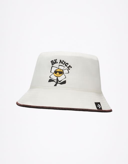 Converse Be Nice graphic bucket hat in off white ASOS