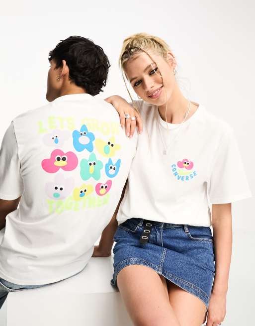 Converse – Biały T-shirt z napisem „Let's Grow Together”
