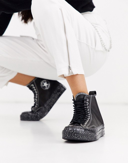 Converse black Chuck 70 Hi Speckled Double Eyelet trainers